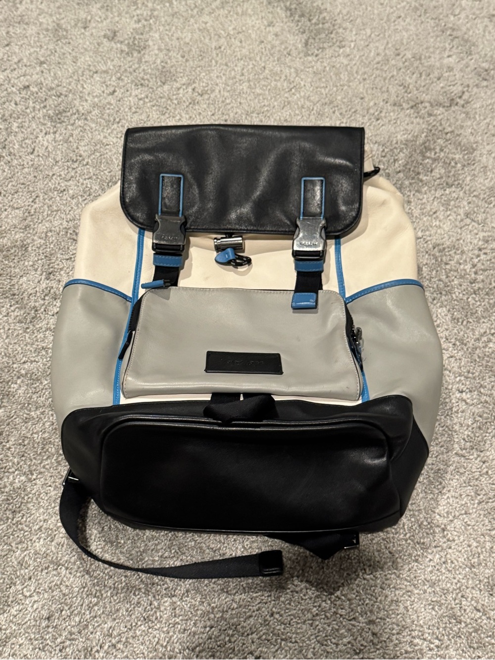Coach | Colorblock Leather Backpack - Black, Cream & Gray